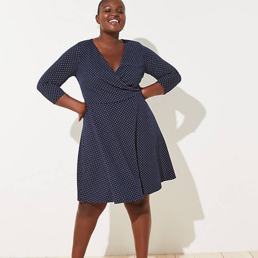 BNWT Loft Plus Geo Jacquard Knit Wrap dress